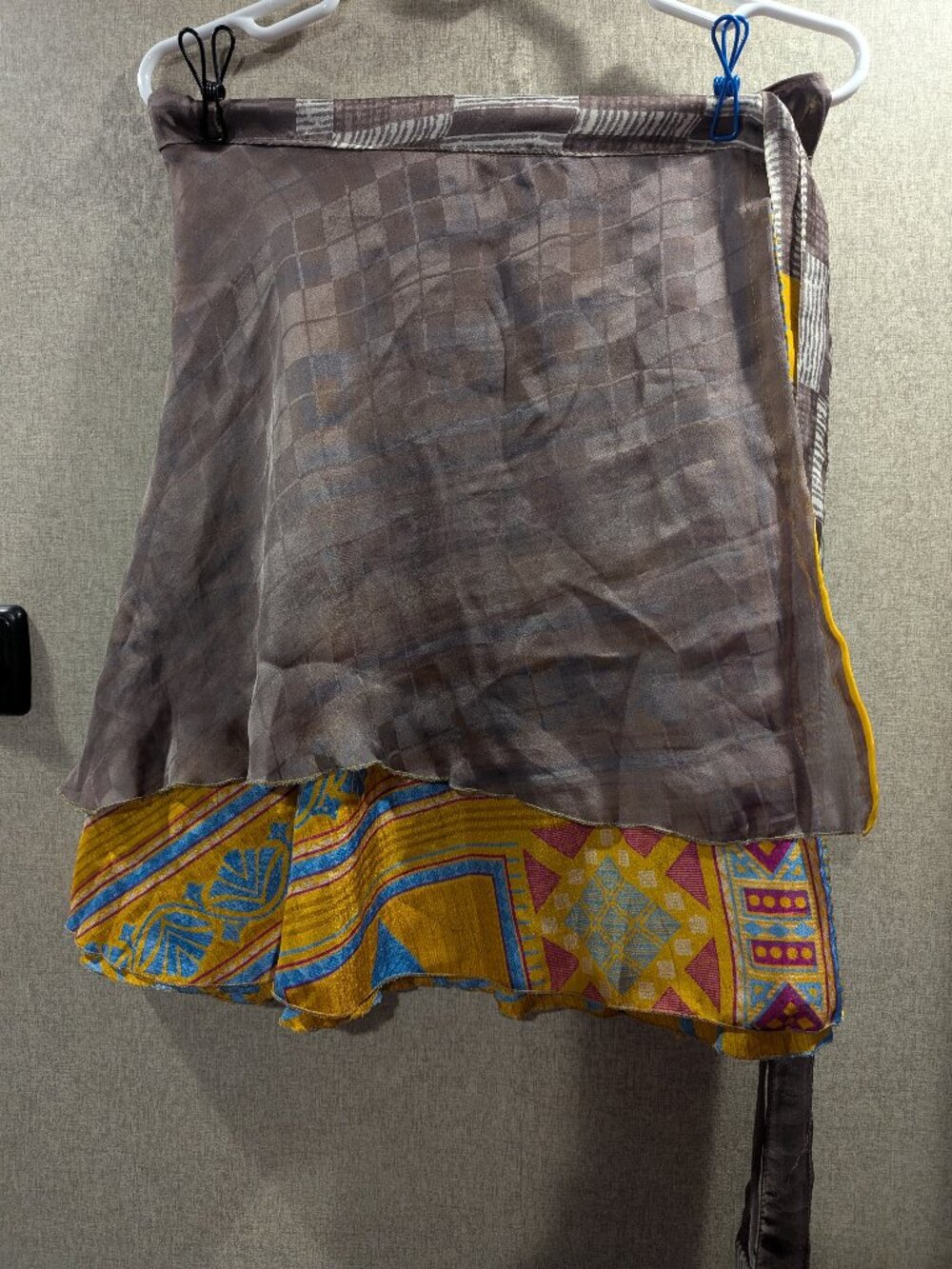 Darn Good Yarn Silk Sari Wrap Skirt | Reversible | Boho | Yellow